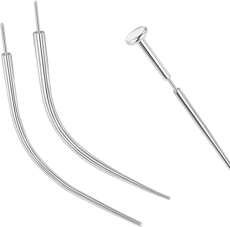 PunkTracker 20g/18g/16g/14g Curved ASTM F136 Titanium Piercing Kit Taper Insertion Pin for Threadless Tragus Helix Lip Nose Helix Piercing Jewelry Cartilage Earrings Labret Studs Nose Stud Stretcher - Image 1